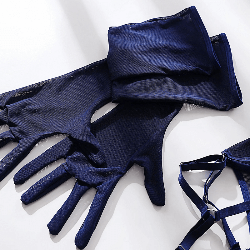 Erotic Seductive Bodysuits / Sexy Mesh Clothing with Long Gloves / Female Skinny Outfits - EVE's SECRETS