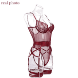 Erotic Seductive Bodysuits / Sexy Mesh Clothing with Long Gloves / Female Skinny Outfits - EVE's SECRETS