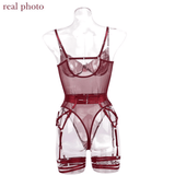 Erotic Seductive Bodysuits / Sexy Mesh Clothing with Long Gloves / Female Skinny Outfits - EVE's SECRETS