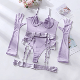 Erotic Seductive Bodysuits / Sexy Mesh Clothing with Long Gloves / Female Skinny Outfits - EVE's SECRETS