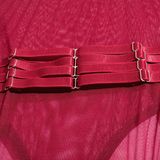 Erotic Burgundy Bodysuits / Sexy Mesh Clothing With Long Gloves / Female Skinny Outfits - EVE's SECRETS