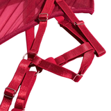 Erotic Burgundy Bodysuits / Sexy Mesh Clothing With Long Gloves / Female Skinny Outfits - EVE's SECRETS