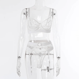 Erotic Female Plaid Lingerie Underwear / Transparent Lace Bra and Panty Sets - EVE's SECRETS