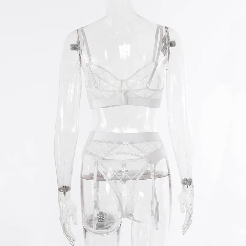Erotic Female Plaid Lingerie Underwear / Transparent Lace Bra and Panty Sets - EVE's SECRETS