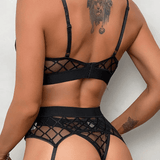 Erotic Female Plaid Lingerie Underwear / Transparent Lace Bra and Panty Sets - EVE's SECRETS