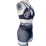 Erotic Leopard Bra Lingerie / Lace Fancy 4-Piece Underwear / Women See Through Intimate Bra Set - EVE's SECRETS