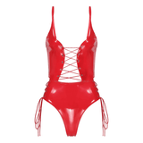 Erotic Bodysuit with Adjustable Spaghetti Straps / Women's Sexy Wetlook Lace-up Outfits - EVE's SECRETS