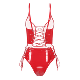 Erotic Bodysuit with Adjustable Spaghetti Straps / Women's Sexy Wetlook Lace-up Outfits - EVE's SECRETS