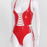 Erotic Bodysuit with Adjustable Spaghetti Straps / Women's Sexy Wetlook Lace-up Outfits - EVE's SECRETS