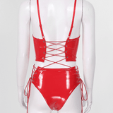 Erotic Bodysuit with Adjustable Spaghetti Straps / Women's Sexy Wetlook Lace-up Outfits - EVE's SECRETS