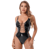 Erotic Bodysuit with Adjustable Spaghetti Straps / Women's Sexy Wetlook Lace-up Outfits - EVE's SECRETS
