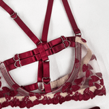 Erotic Red Lingerie with Embroidery / Beautiful Exotic Underwear / Female Open Bra Kit - EVE's SECRETS