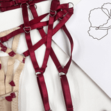 Erotic Red Lingerie with Embroidery / Beautiful Exotic Underwear / Female Open Bra Kit - EVE's SECRETS