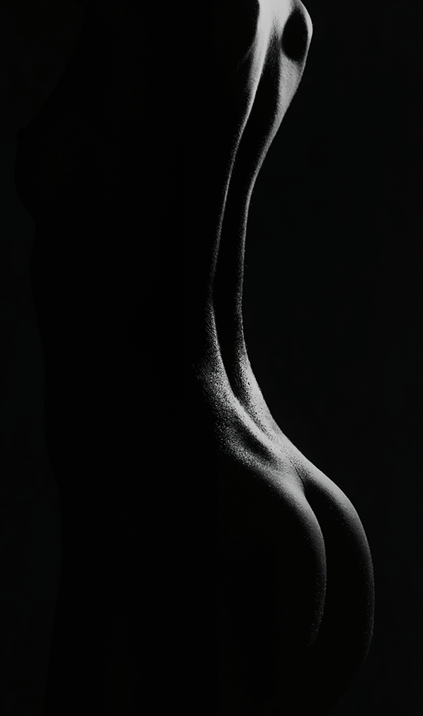 Erotic women body back on black background