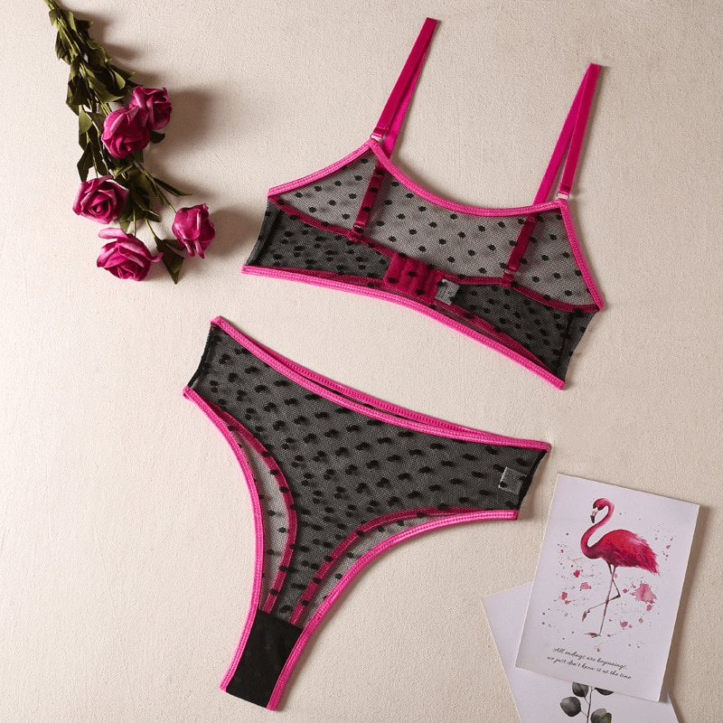 Women's Erotic Lingerie with Polka Dot Pattern / Transparent Bra and Panty / Sexy Intimate Underwear - EVE's SECRETS