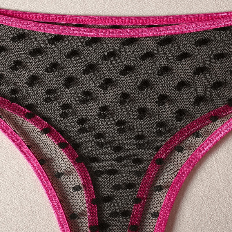 Women's Erotic Lingerie with Polka Dot Pattern / Transparent Bra and Panty / Sexy Intimate Underwear - EVE's SECRETS