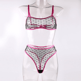 Women's Erotic Lingerie with Polka Dot Pattern / Transparent Bra and Panty / Sexy Intimate Underwear - EVE's SECRETS
