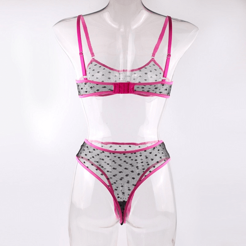 Women's Erotic Lingerie with Polka Dot Pattern / Transparent Bra and Panty / Sexy Intimate Underwear - EVE's SECRETS