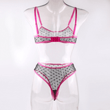 Women's Erotic Lingerie with Polka Dot Pattern / Transparent Bra and Panty / Sexy Intimate Underwear - EVE's SECRETS