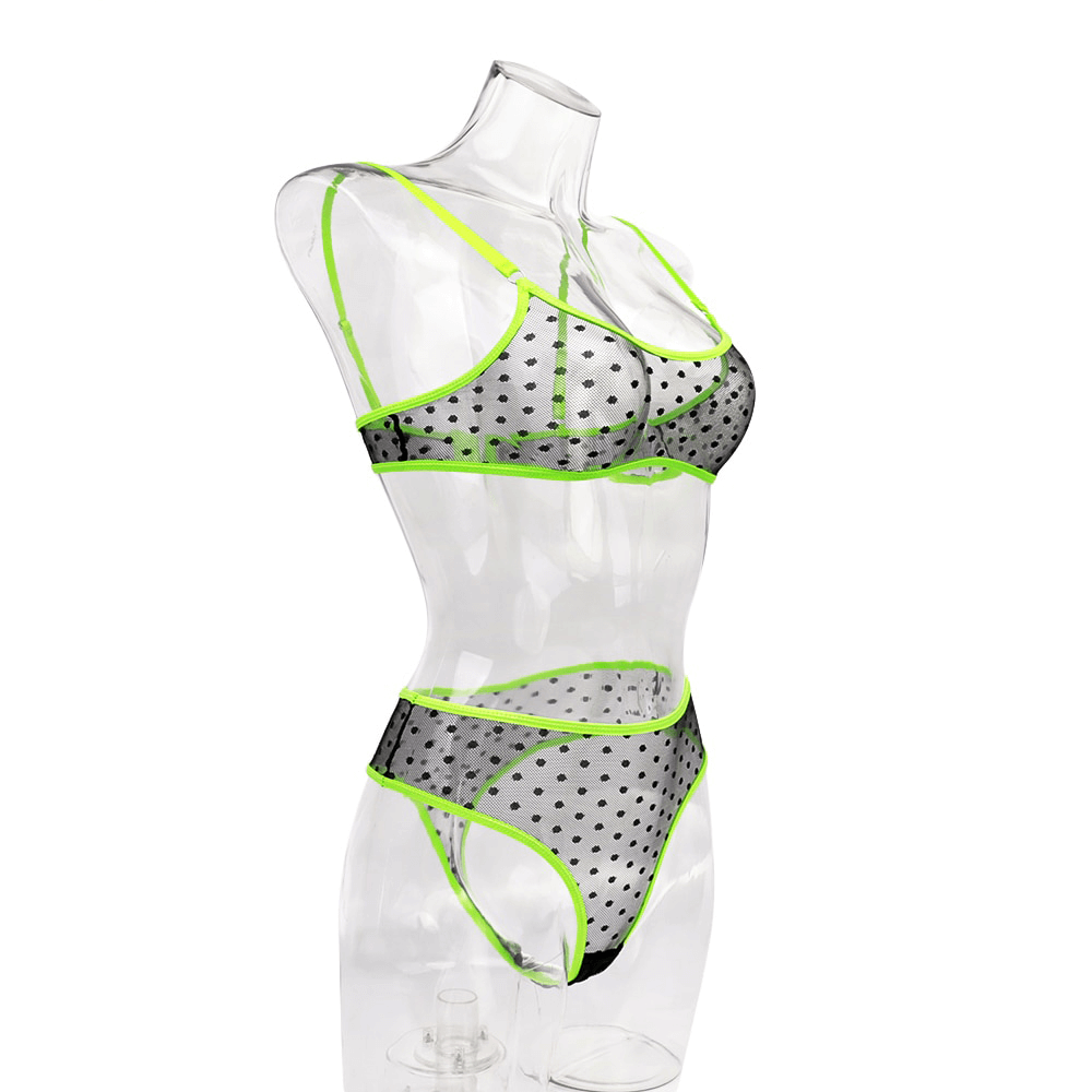 Erotic Women's Lingerie with Dot / Transparent Bra And Panty / Sexy Intimate Lace Underwear - EVE's SECRETS