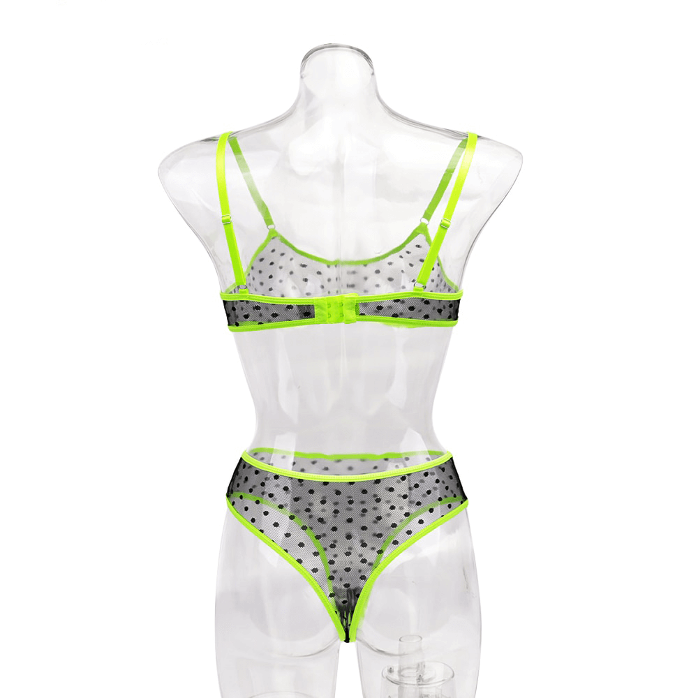 Erotic Women's Lingerie with Dot / Transparent Bra And Panty / Sexy Intimate Lace Underwear - EVE's SECRETS