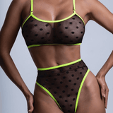 Erotic Women's Lingerie with Dot / Transparent Bra And Panty / Sexy Intimate Lace Underwear - EVE's SECRETS