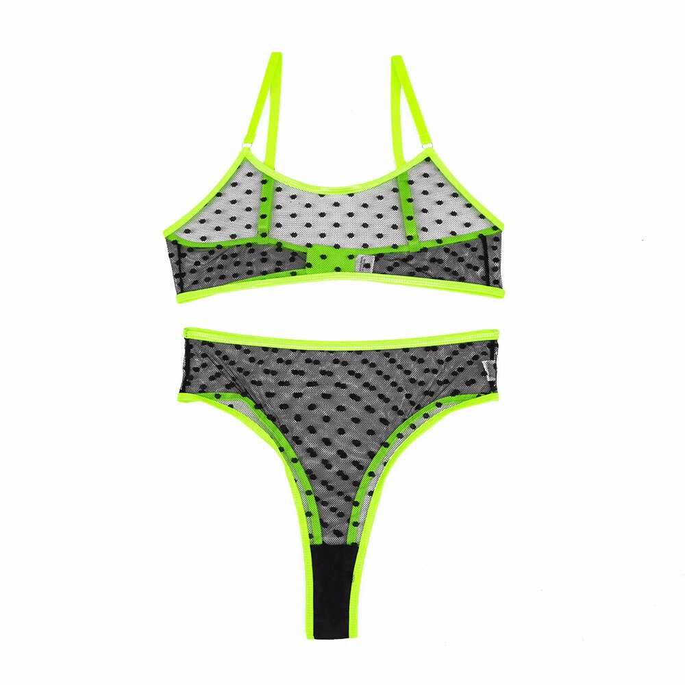 Erotic Women's Lingerie with Dot / Transparent Bra And Panty / Sexy Intimate Lace Underwear - EVE's SECRETS