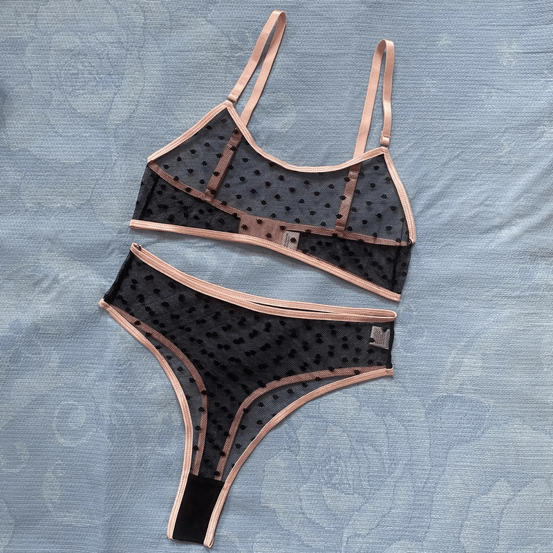 Women's Erotic Lingerie with Polka Dot Pattern / Transparent Bra and Panty / Sexy Intimate Underwear - EVE's SECRETS