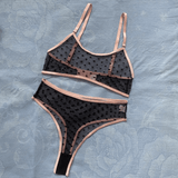 Women's Erotic Lingerie with Polka Dot Pattern / Transparent Bra and Panty / Sexy Intimate Underwear - EVE's SECRETS