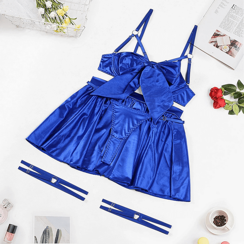 Fancy Satin Lingerie for Women / Sexy Exotic Outfit with Open Bra - EVE's SECRETS