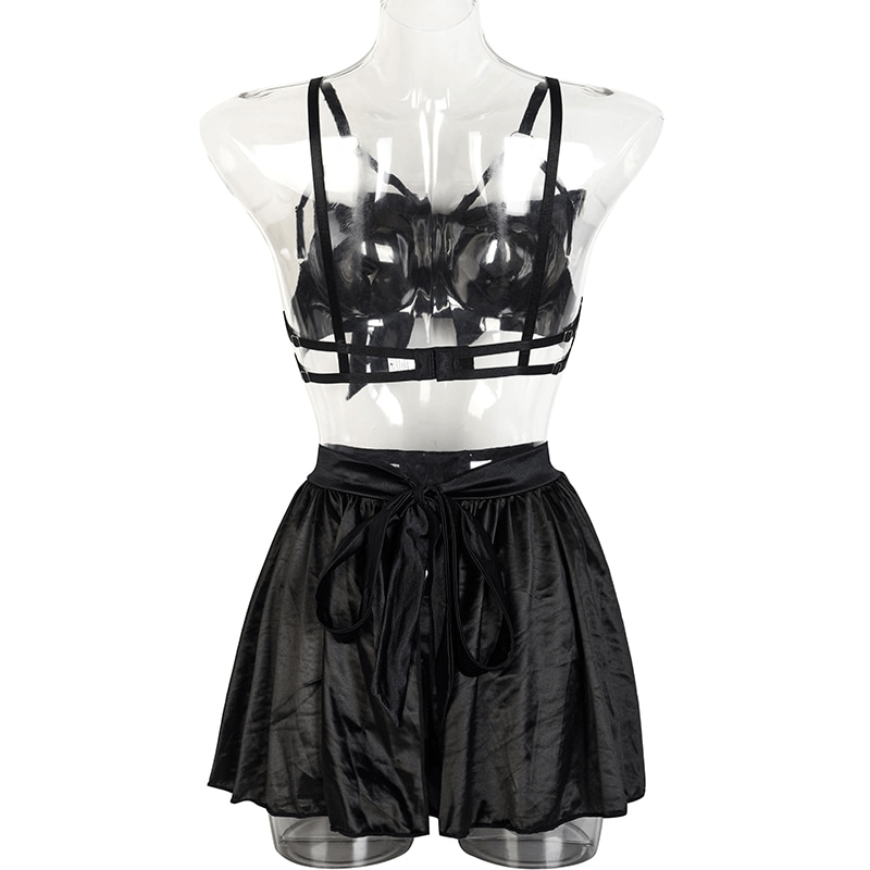 Fancy Satin Lingerie for Women / Sexy Exotic Outfit with Open Bra - EVE's SECRETS