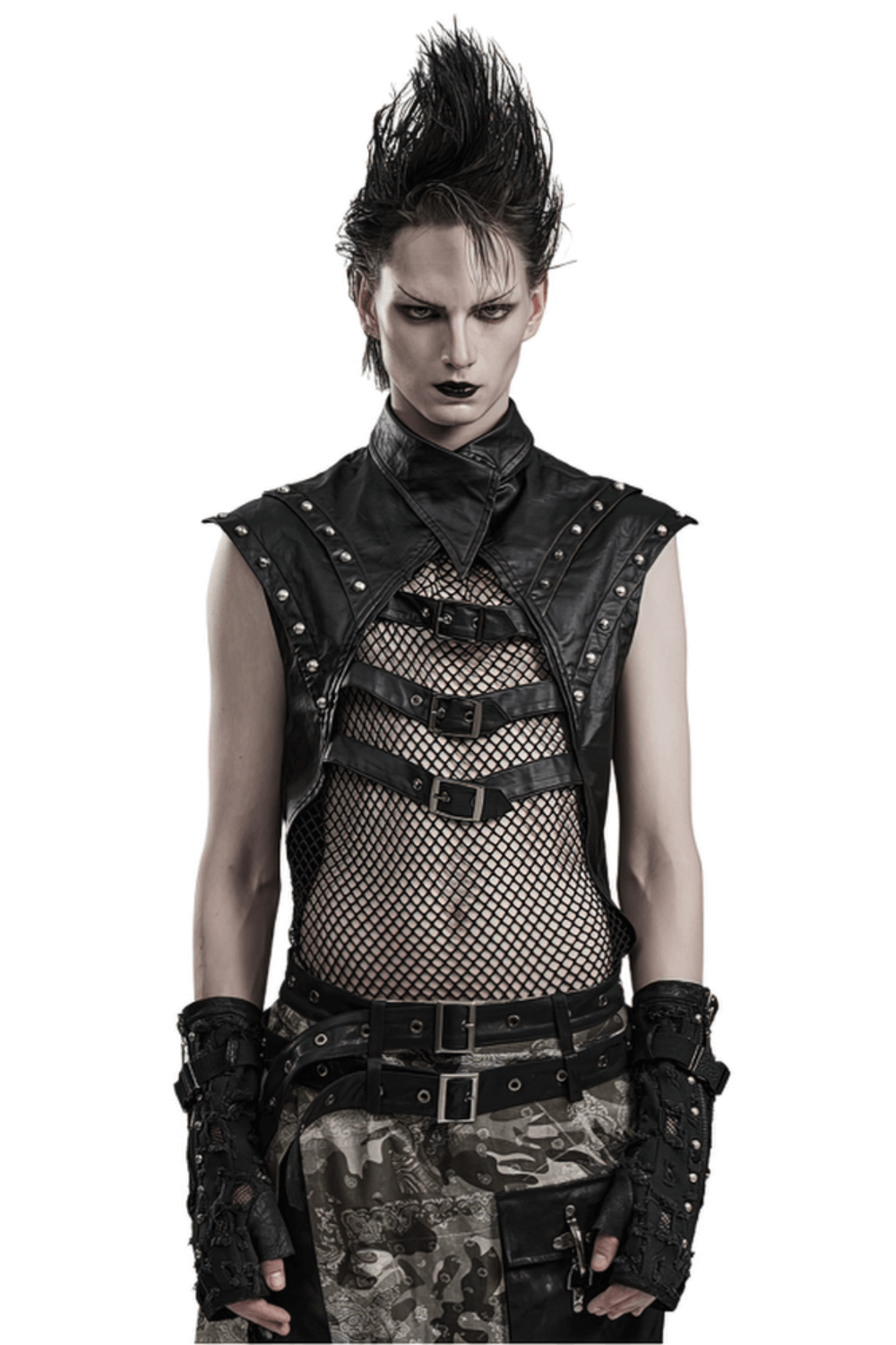 Fashionable Gothic Vest for Men with Rivets and Buckles