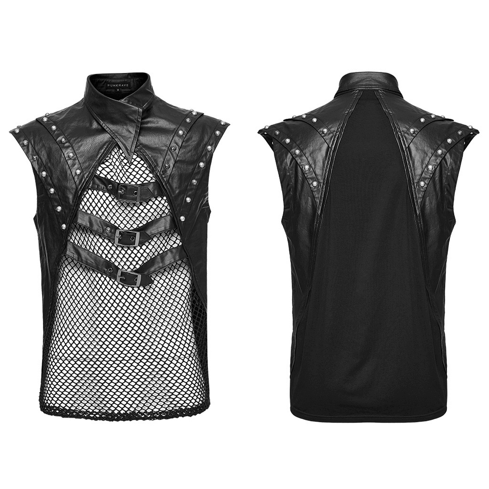 Fashionable Gothic Vest for Men with Rivets and Buckles