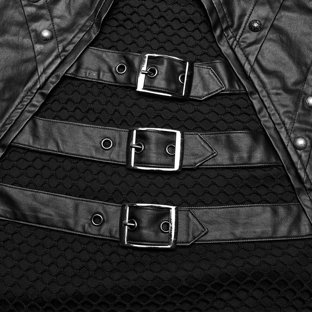 Fashionable Gothic Vest for Men with Rivets and Buckles