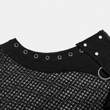 Fashionable Punk Mesh Vest for Men with Denim Accents