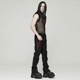 Fashionable Punk Mesh Vest for Men with Denim Accents