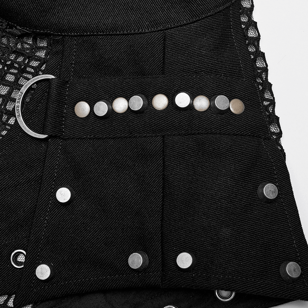 Fashionable Punk Mesh Vest for Men with Denim Accents
