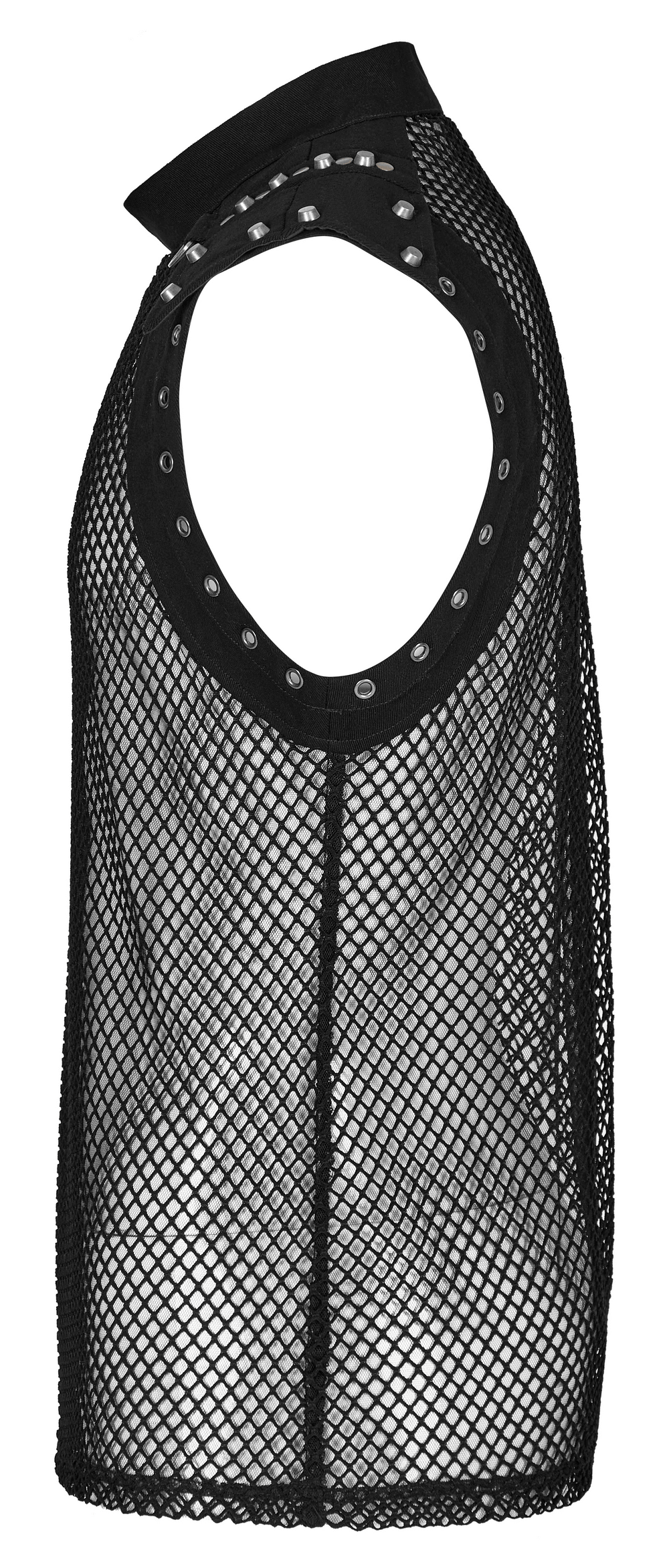 Fashionable Punk Mesh Vest for Men with Denim Accents