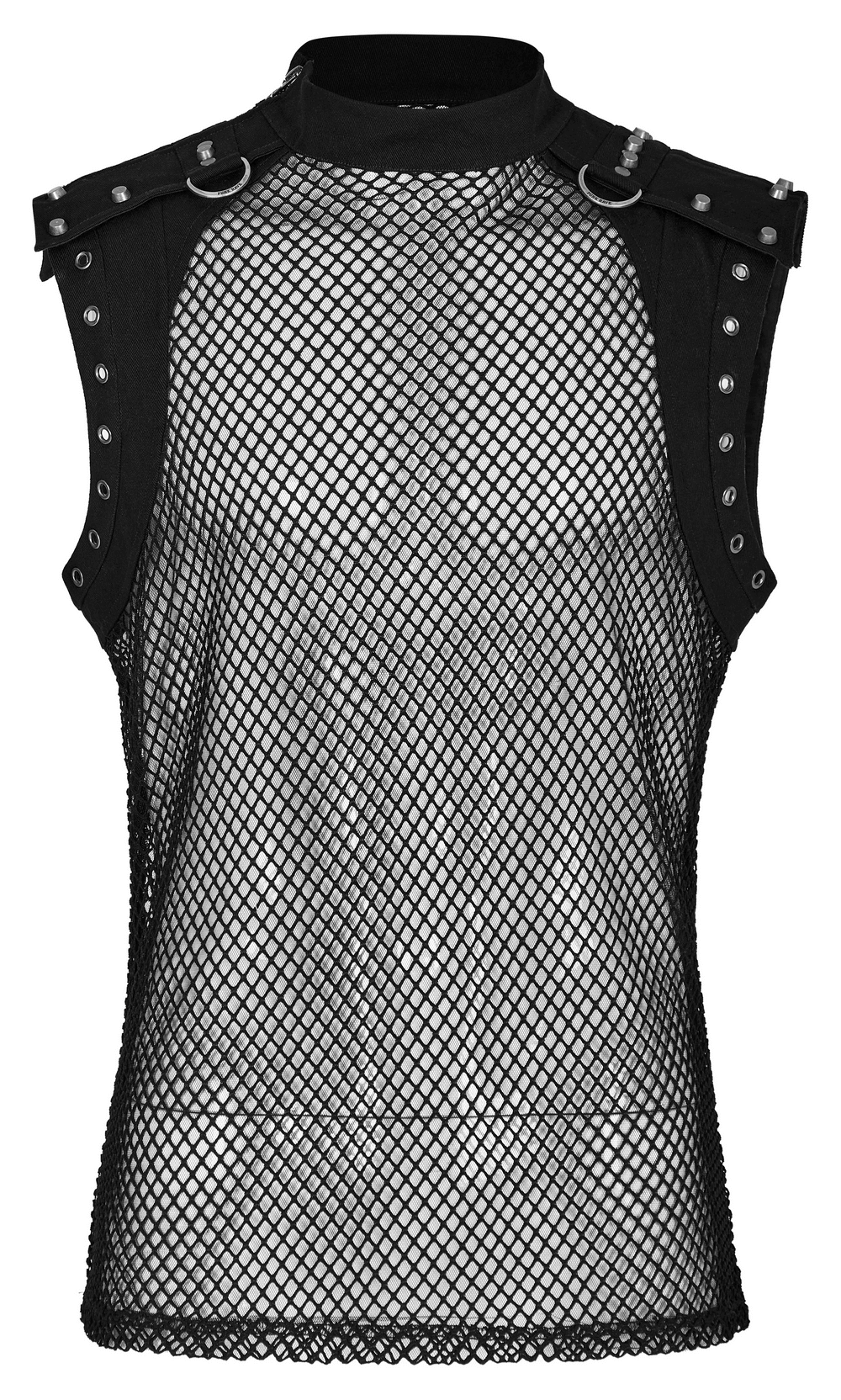 Fashionable Punk Mesh Vest for Men with Denim Accents