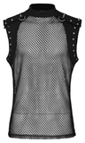 Fashionable Punk Mesh Vest for Men with Denim Accents
