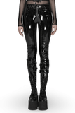 Fashionable Sleek Black Vinyl Leggings for Women