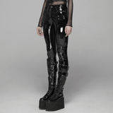 Fashionable Sleek Black Vinyl Leggings for Women