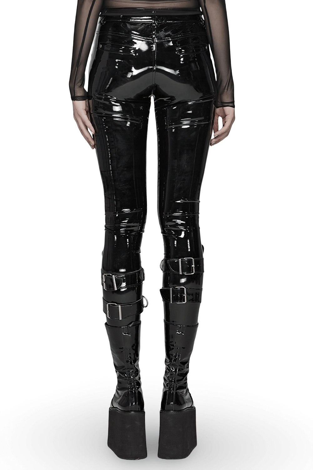 Fashionable Sleek Black Vinyl Leggings for Women