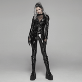 Fashionable Sleek Black Vinyl Leggings for Women