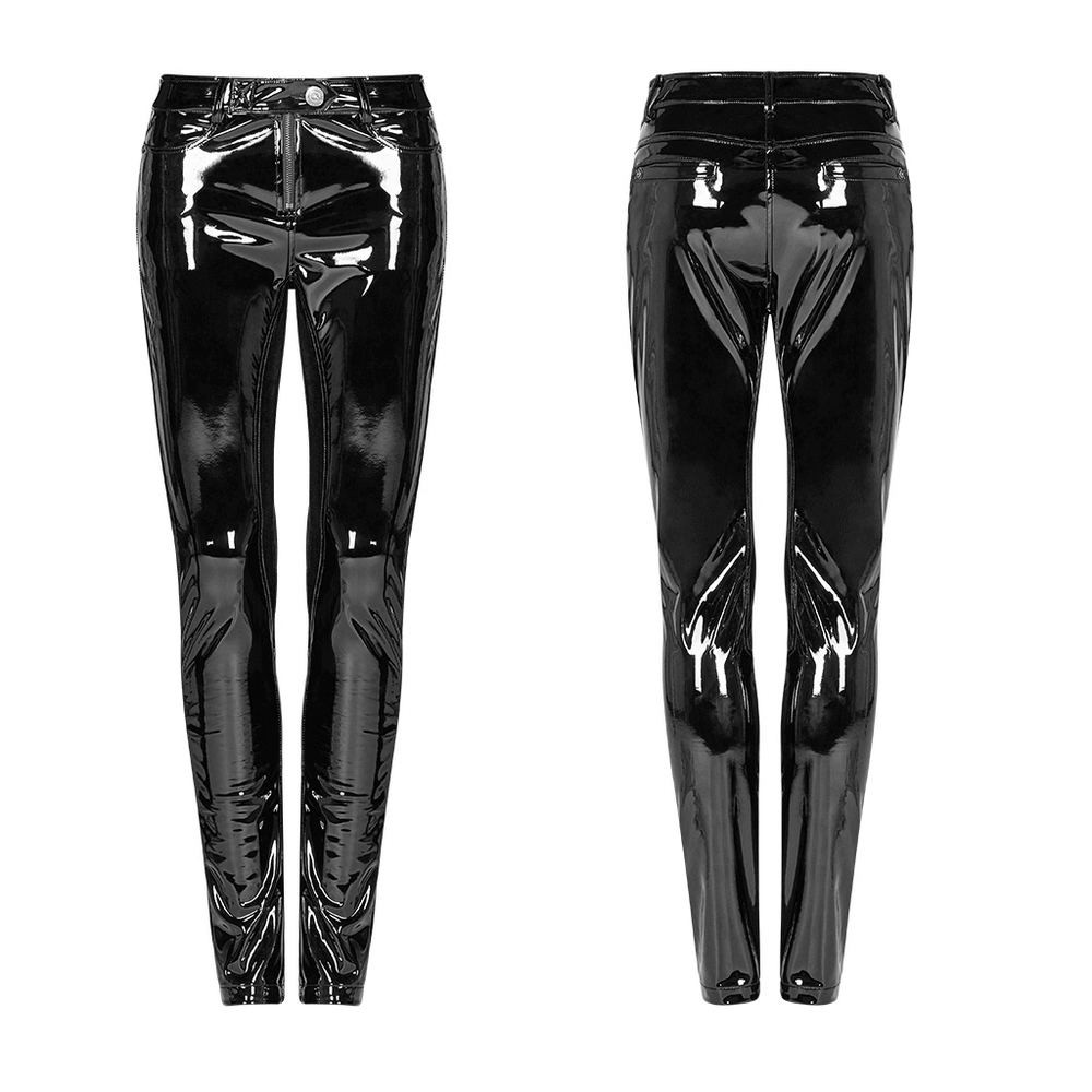 Fashionable Sleek Black Vinyl Leggings for Women