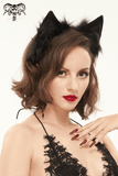 Faux Fur Cat Ears Headdress: Gothic Headwear for Women