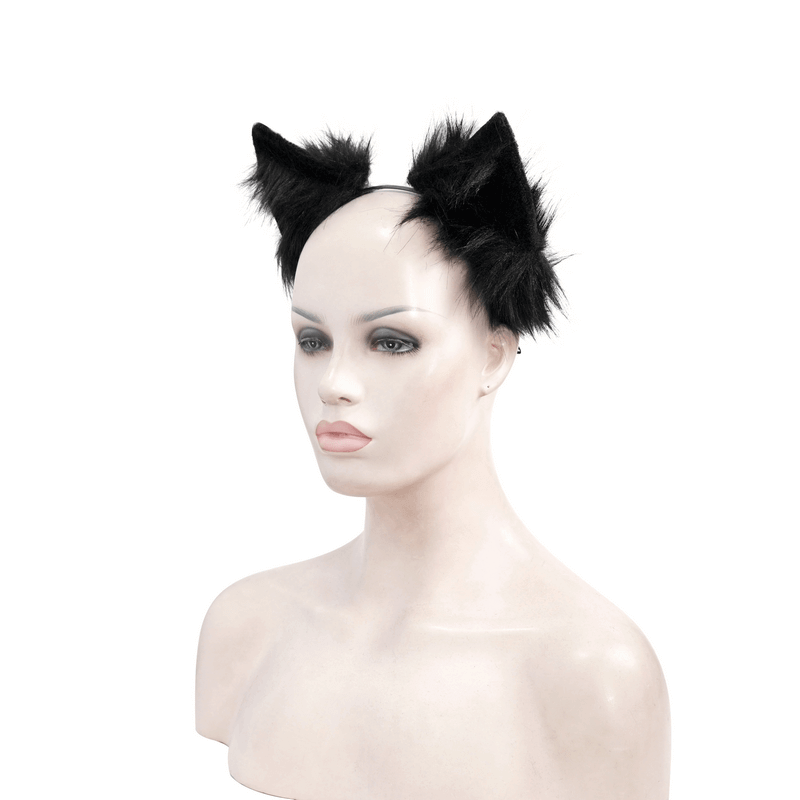 Faux Fur Cat Ears Headdress: Gothic Headwear for Women