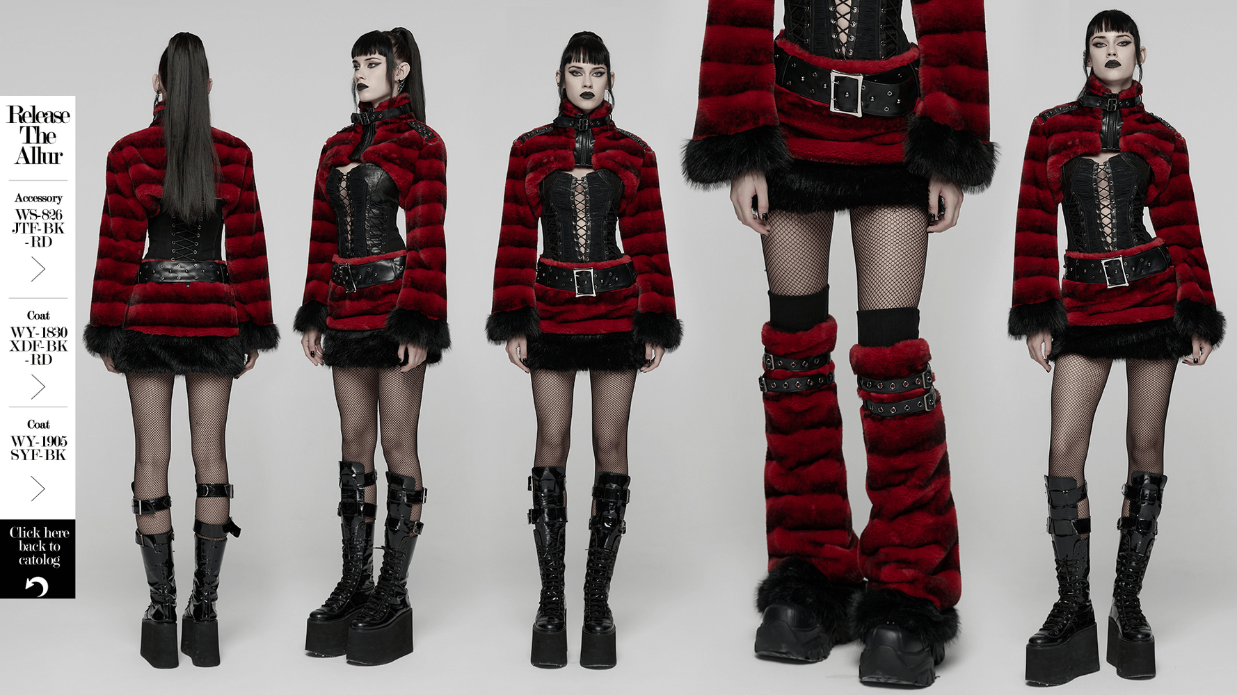 Faux Fur Gothic Mini Skirt with Studded Belt Accent