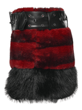Faux Fur Gothic Mini Skirt with Studded Belt Accent