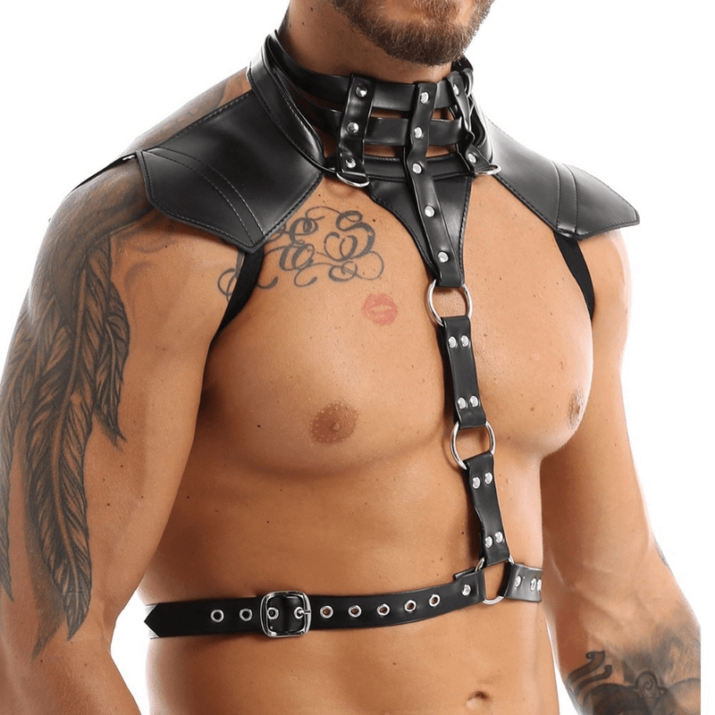 Faux Leather Body Chest Harness / Slim Fit Top Harness / Male Cosplay Costume Bondage - EVE's SECRETS